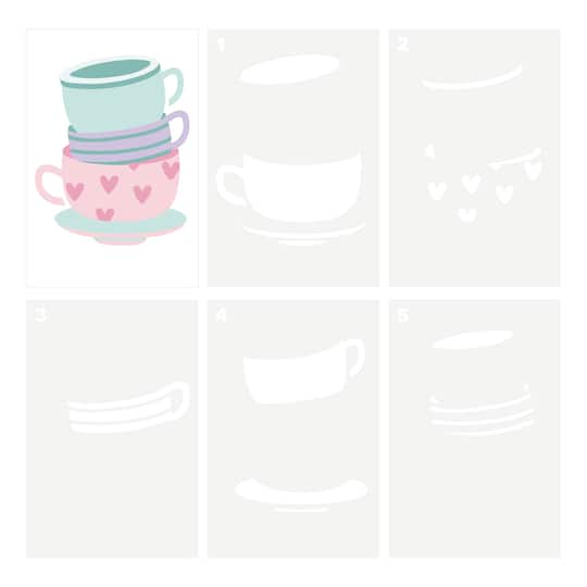 Stacked Tea Cups Layering Stencils by Recollections™